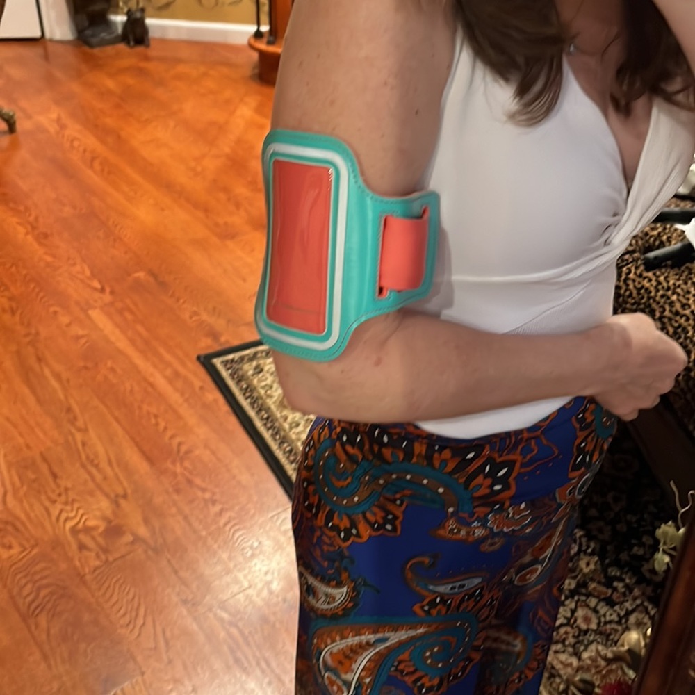 Bright Coral And Neon Green With Reflective Silver Strip Velcro Arm Band